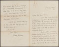 Letters sent from Major General Water Newman to Miss Emma Brown, 1860