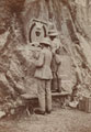 Regimental Sergeant Major Leonard Drinkwater painting the Middlesex badge in the Khyber Pass, 1925 (c)