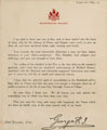 Printed message bearing the facsimile signature of King George V, 23 November 1918