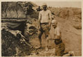 British soldiers bathing outside their dugouts at Mansura Ridge, before the Third Battle of Gaza, Palestine, October 1917