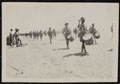 Drummers leading British troops on a march across the desert in Palestine, October 1917
