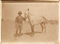 Corporal Joseph Egerton with a horse, Palestine, 1917