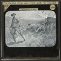 'Pte, Hanlon, C.I.V. wins a V.C water for wounded', lantern slide, 1900