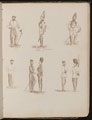 Eight studies of standing soldiers in uniform, inscribed 'Life Guards'