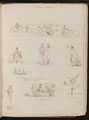 Studies of men and women 'On the Parade', a man with a net labelled 'Shrimper', a sailor labelled 'Coast guard', dated 'May 28-61'