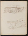 Study of two horses in landscape inscribed 'Wild Horses', study of coastal scene and cliff face inscribed 'a ziggzag road'