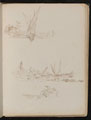 Three studies of ships, boats and coastal landscape