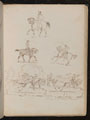 Studies of soldiers on horseback, the group scene is inscribed 'Charge of Garibaldian Cavalry'