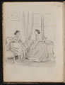 Two women talking in a room, 1860 (c)