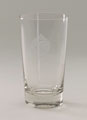 Half-pint beer glass, tapering, with a sand-blasted NAAFI crest and motto, 1950 (c)