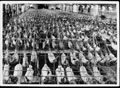 Hangar deck of HMS 'Illustrious' showing the hammocks of the three battalions en route to Egypt, 1951