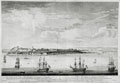 'A view of the City of Quebec, taken partly from Pointe Des Peres and partly on board the Vanguard man of War, 1759'