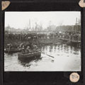 Crossing a pontoon bridge over the River Scarpe at St. Amand, October 1918