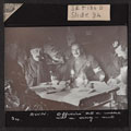 Officers eat a meal in their dugout, 1917