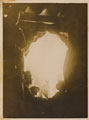 'On the new British front near St Quentin: at night, looking into a comfortable fire-lit dug-out', 7 February 1918