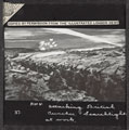 'Attacking British Trenches. Searchlights at Work', lantern slide, 1914