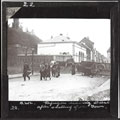 'Refugees leaving just after shelling of the town', lantern slide, 1914