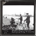 Royal Marines heliographing to a warship, 1914