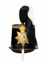 Officer's shako and plume worn by staff member of the East India Company's Recruit Training Depot at Warley, Essex, 1856 (c)
