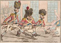 'St George's Volunteers charging down Bond Street, after clearing the Ring in Hyde Park, and Storming the Dunghill at Marlybone'