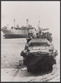 King George VI being taken ashore by a DUKW amphibious vehicle at one of the Normandy beaches, June 1944