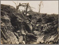 Soldiers of the Border Regiment resting in a front line trench, Thiepval Wood, August 1916