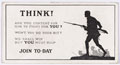 'Think! Are You Content for Him to Fight for You!', cigarette card, 1915 (c)