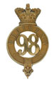 Glengarry badge, other ranks, 98th (Prince of Wales's) Regiment of Foot, 1874-1881