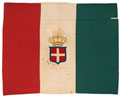 Italian flag captured by the King's African Rifles, at Gondar, Ethiopia, 1941