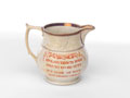 Decorated creamware jug, 1819