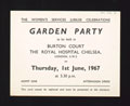 Tickets to garden party for women's services jubilee, 1 June 1967