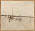 A ship sunk by Turks to block the Shatt al-Arab Waterway below Basra, 1915 (c)