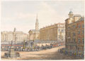 The state funeral procession of the Duke of Wellington passing through Trafalgar Square, London, 18 November 1852