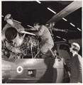 Maintenance on a Scout helicopter, Army Air Corps, 1960 (c)