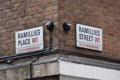 Ramillies Street and Ramillies Place street signs, Westminster, London, 2015