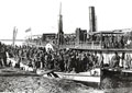 'SS Blosse Lynch, with barge, embarking 4th Rajputs, Basrah, 14.2.1915', Mesopotamia, 1915