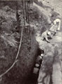 '1st S&M digging foundations for Suspension bridge in Buner nullah. June 1905', , 1st Sappers and Miners. Buner, 1905