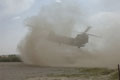 CH47 Chinook helicopter lifts off in Helmand province, April 2008.