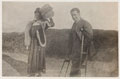 Wounded serviceman and lady with fur muff, Devon, 1918