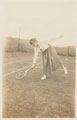 Miss Lee playing tennis at Pilton House, Barnstaple, Devon, 1918