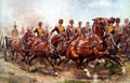 A battery of the Royal Horse Artillery galloping to a fresh position, 1911 (c)