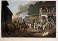 'French troops retreating through and plundering a village', 1815