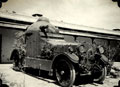 'Armoured car in festive attire just returned from battle', Dosalli, North West Frontier, India, 1937