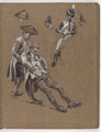 Study for the oil painting by William Barns Wollen, 'The Battle of Lexington 1775'