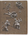 Sketches of First World War soldiers, including some preliminary studies for the oil painting, 'Our "Little Contemptibles"', by William Barns Wollen, 1917 (c)