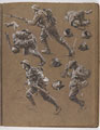 Sketches of First World War soldiers, including some preliminary studies for the oil painting, 'The Territorials at Pozières, 23 July 1916', by William Barns Wollen (1857-1936), 1917 (c)