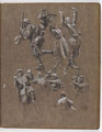 Sketches of First World War soldiers, including some preliminary studies for the oil painting, 'The Territorials at Pozières, 23 July 1916', by William Barns Wollen (1857-1936), 1917 (c)