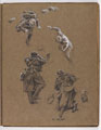Sketches of First World War soldiers, including some preliminary studies for the oil painting, 'Christmas 1916: an Australian Observation Post near Fleurbaix, on the Somme front', by William Barns Wollen (1857-1936), 1917 (c)