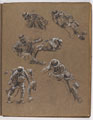 Sketches of First World War soldiers, including some preliminary studies for the oil painting, 'The Last Stand of the 2nd Devons at Bois-des-Buttes, 27 May 191', by William Barns Wollen (1857-1936), 1917 (c)