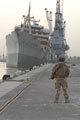 British soldier providing security at Umm Qasr, Iraq, 2009